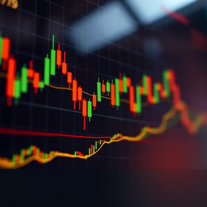 Chart displaying candlestick patterns used in technical analysis of financial markets