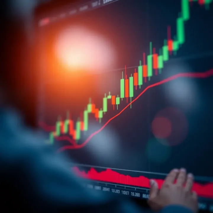 Candlestick Chart with Trend Lines for Market Analysis Financial chart displaying candlestick patterns and trend lines for market analysis