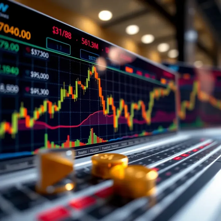 Chart showing technical indicators and price movements of gold in financial market