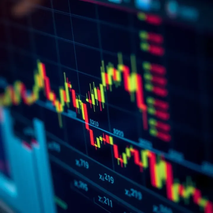 Graphical representation of moving averages and technical indicators used in market prediction