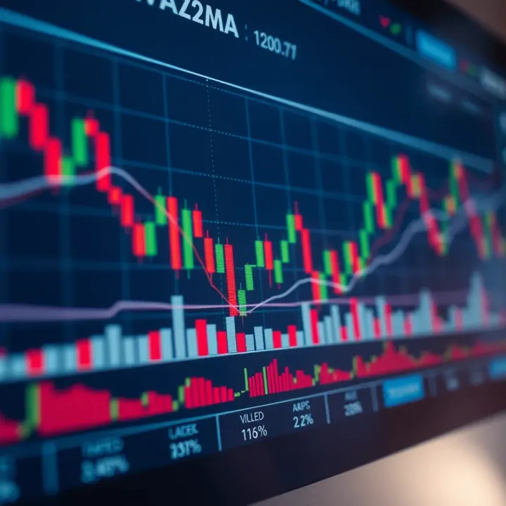Chart showing price movements and volume bars illustrating technical analysis concepts