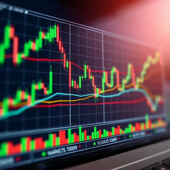 Graph showcasing candlestick patterns and trend lines for market analysis