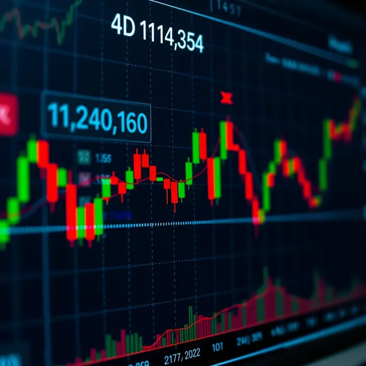 Graph displaying moving averages and trend lines for financial market analysis