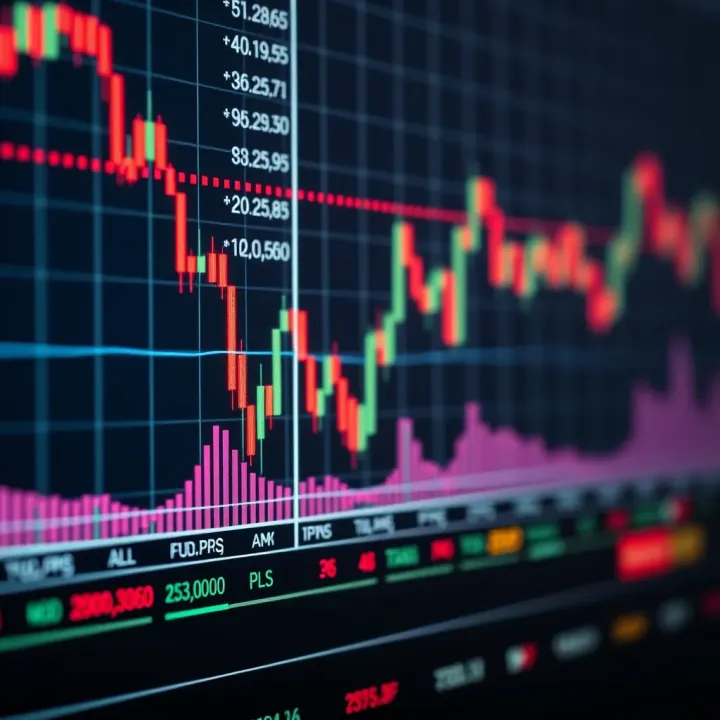 Graph displaying trend lines and support resistance levels on financial data