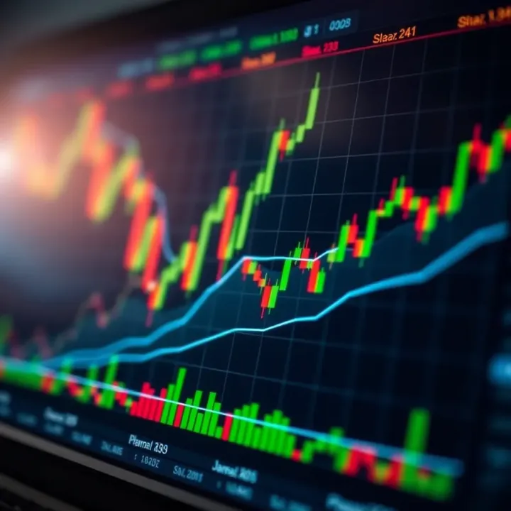 Graph illustrating common technical indicators such as moving averages and RSI on financial market data