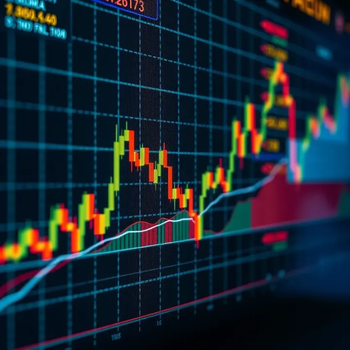 Graph illustrating various technical indicators applied to stock price movements