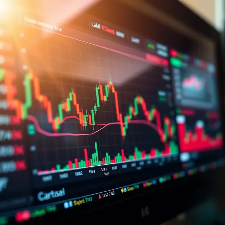 Chart displaying financial market trends and trading data