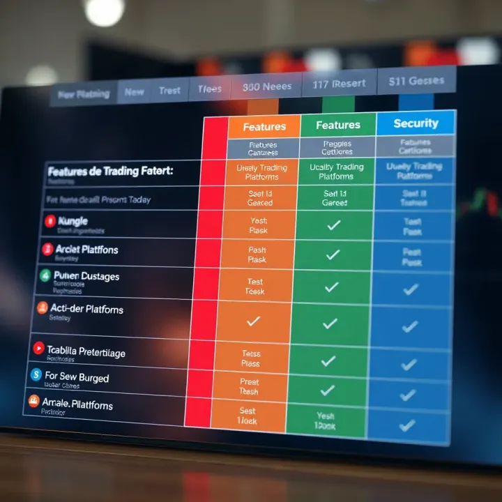 Comparative chart showing features and security levels of popular trading platforms for new investors