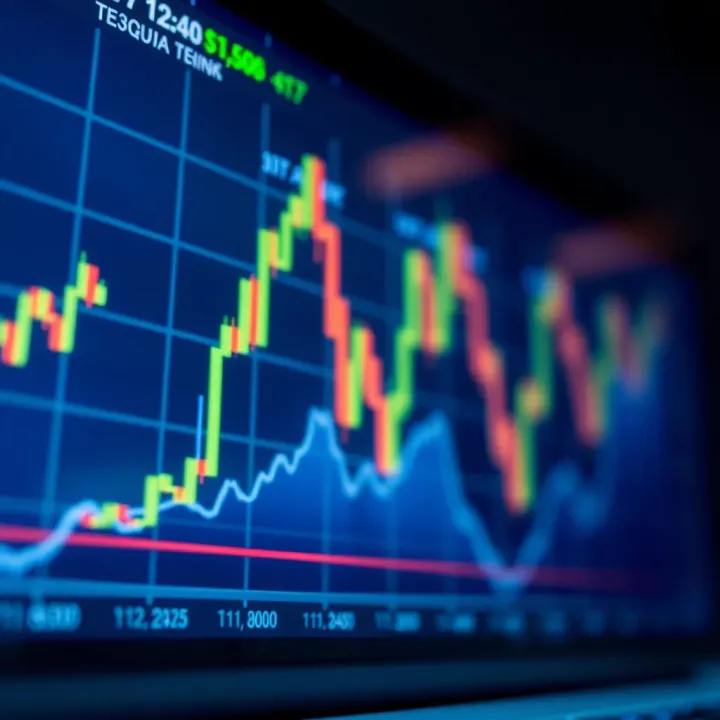 Graph displaying technical indicators like moving averages and volume for market trend analysis